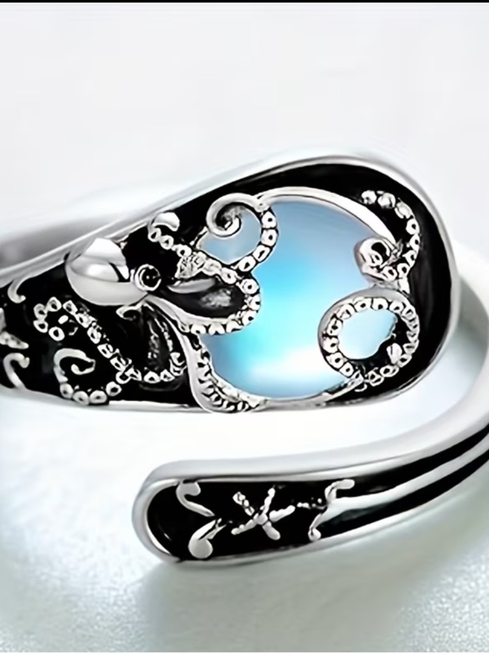 Octopus Moonstone Open Ring